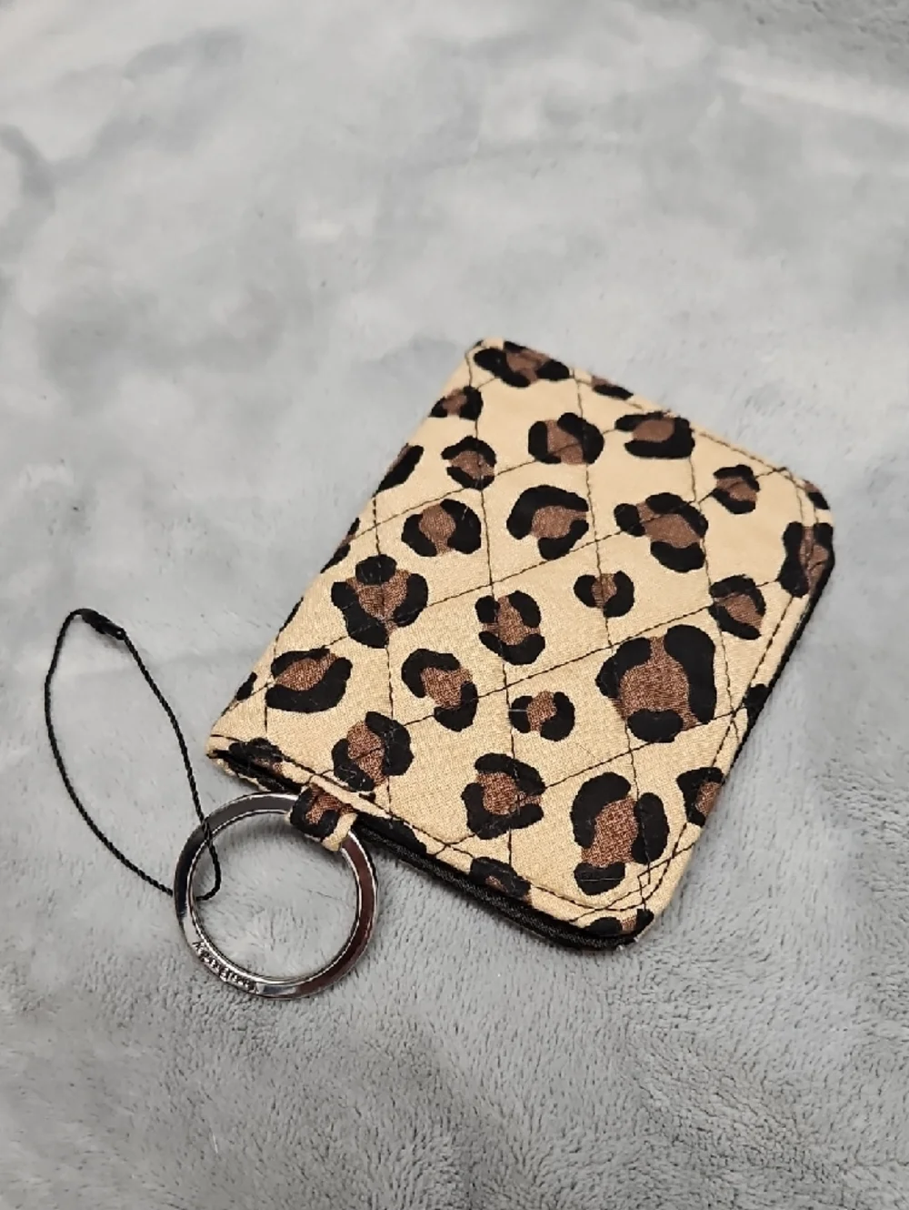 Vera Bradley Leopard Quilted Cardholder with Keyring - Beige/Brown/Black - Picture 3 of 3